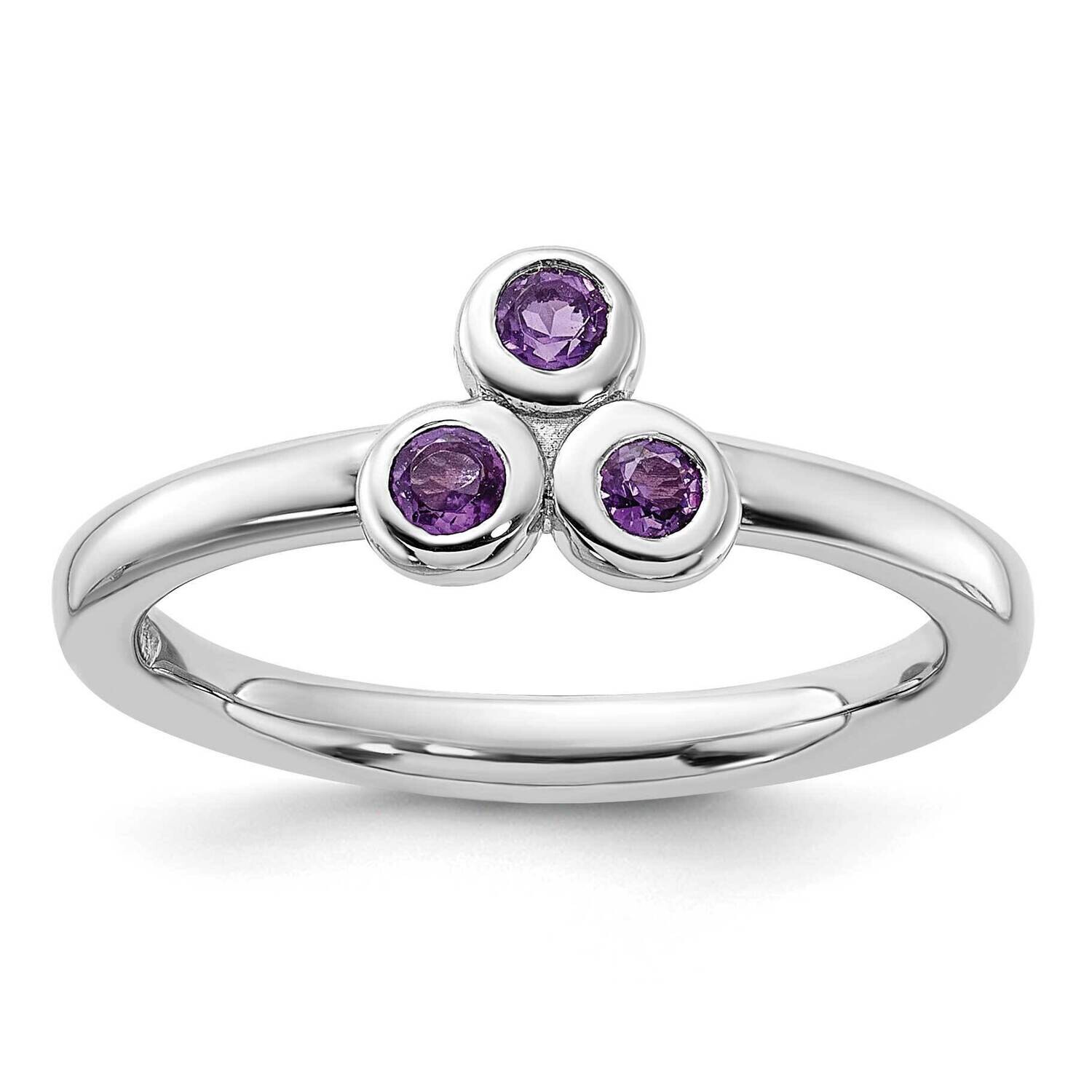 Amethyst Ring Sterling Silver Rhodium-Plated QR7439AM, MPN: QR7439AM,