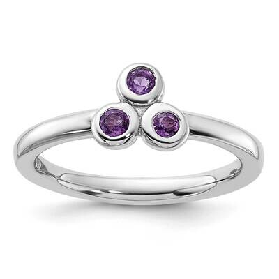 Amethyst Ring Sterling Silver Rhodium-Plated QR7439AM, MPN: QR7439AM,
