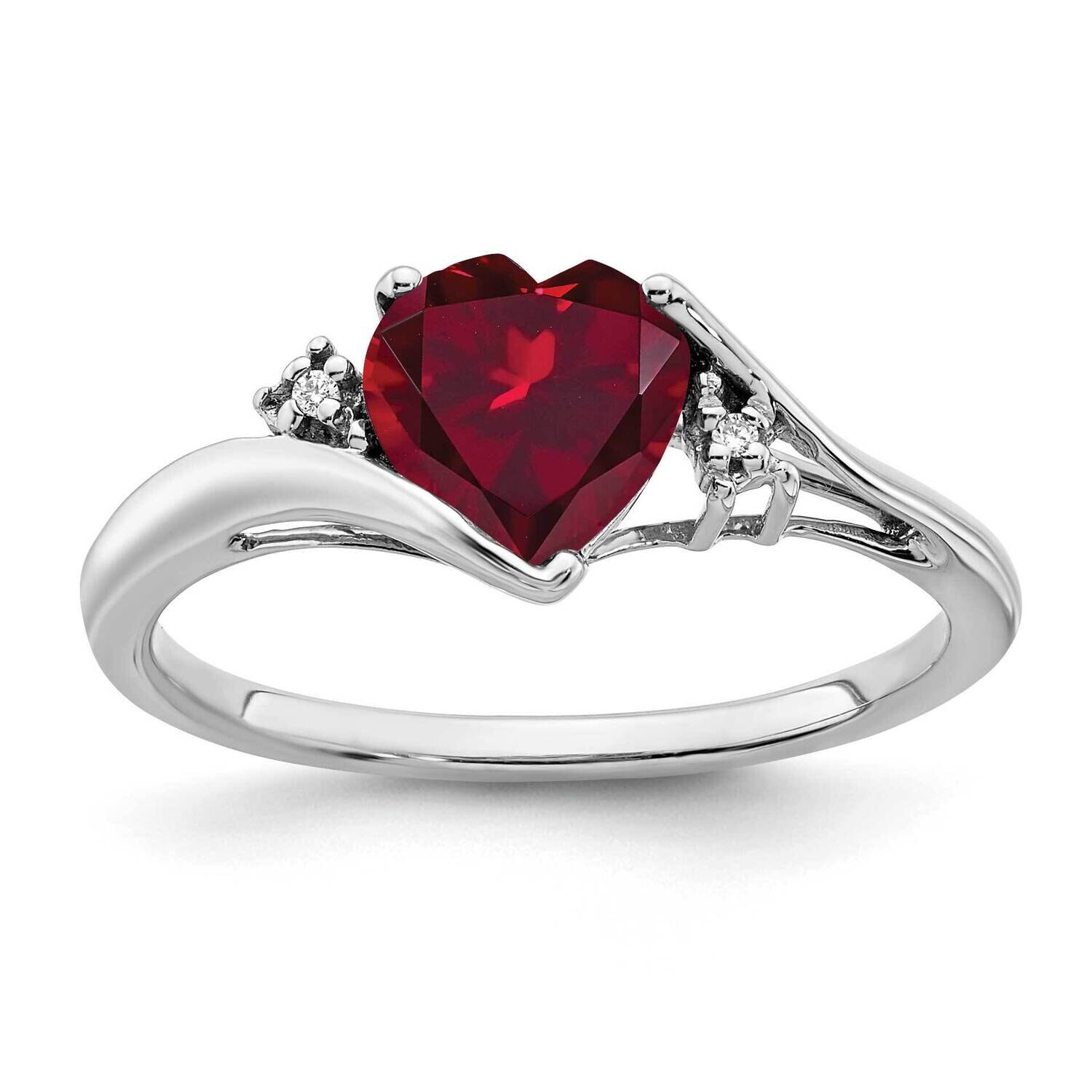 Created Ruby Diamond Heart Ring 14k White Gold RM7151-RU-001-WA, MPN: RM7151-RU-001-WA, 191101817878