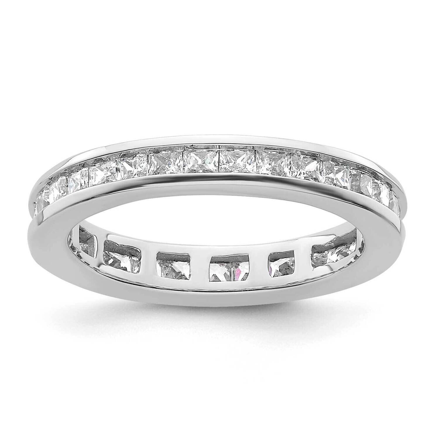 Polished Channel-Set 1 Carat Princess Diamond Complete Eternity Band 14k White Gold ET0010-100-4W4,…