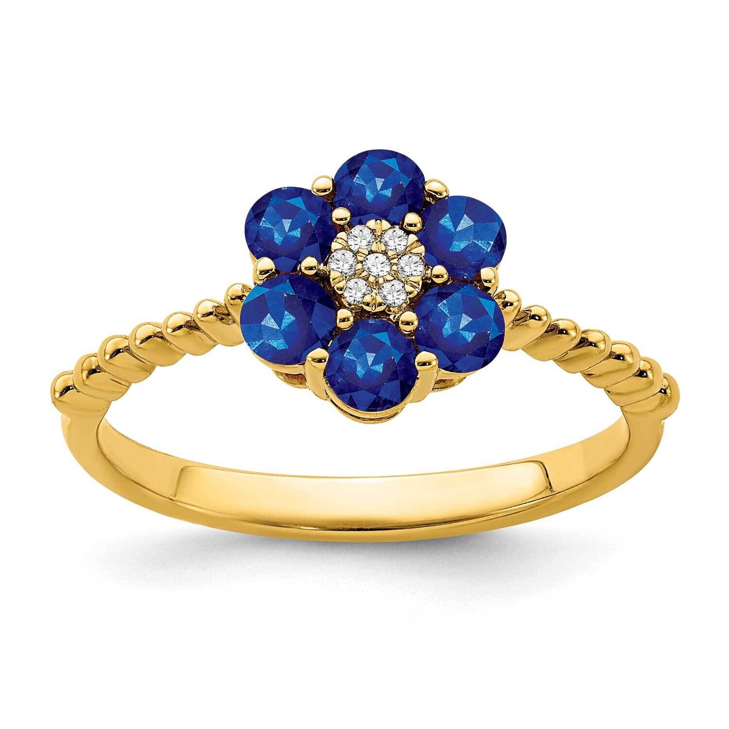 Sapphire Diamond Floral Ring 14k Gold RM7191-SA-003-YA