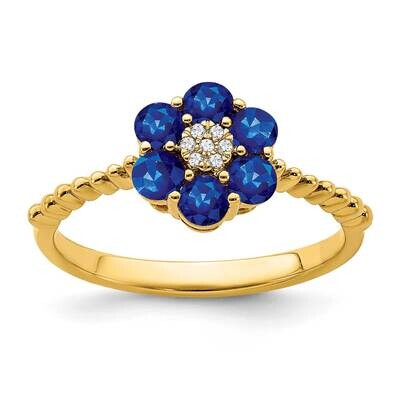 Sapphire Diamond Floral Ring 14k Gold RM7191-SA-003-YA, MPN: RM7191-SA-003-YA, 191101822254