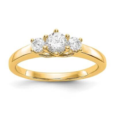 3-Stone Holds 3/8 Carat 4.6mm Round Center 2-3.1mm Round Sides Engagement Ring Mounting 14k Gold RM…
