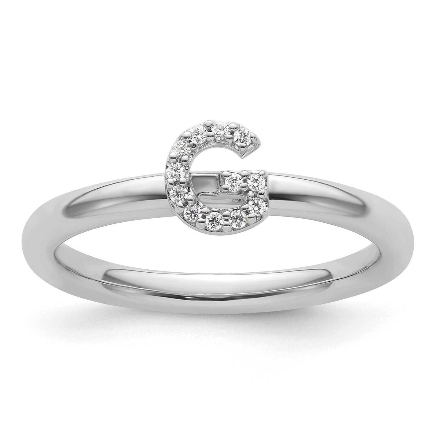 Stackable Diamond Initial G Ring 14k White Gold SK2112GW