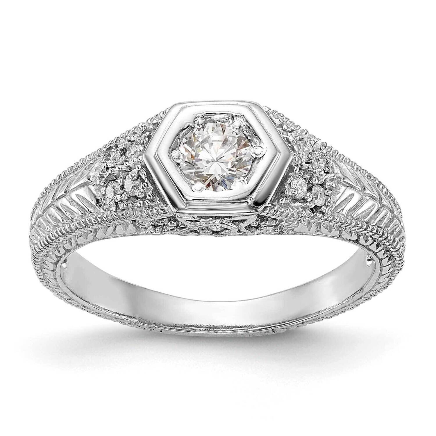 Hexagon Bezel Engagement Ring Mounting 14k White Gold RM2628E-020-CWAA