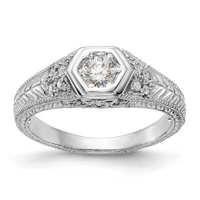 Hexagon Bezel Engagement Ring Mounting 14k White Gold RM2628E-020-CWAA, MPN: RM2628E-020-CWAA,