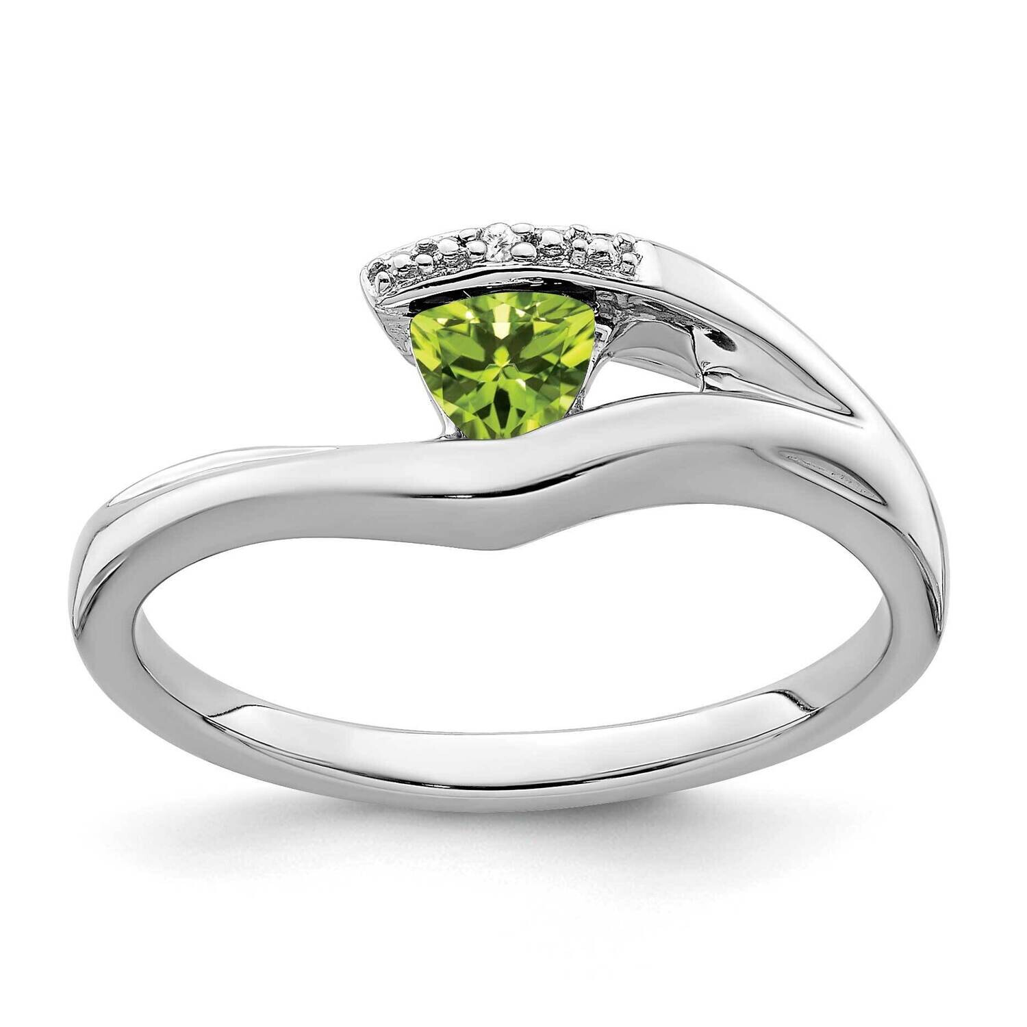 Trillion Peridot Diamond Ring 10k White Gold RM7160-PE-001-1WA, MPN: RM7160-PE-001-1WA, 191101820427