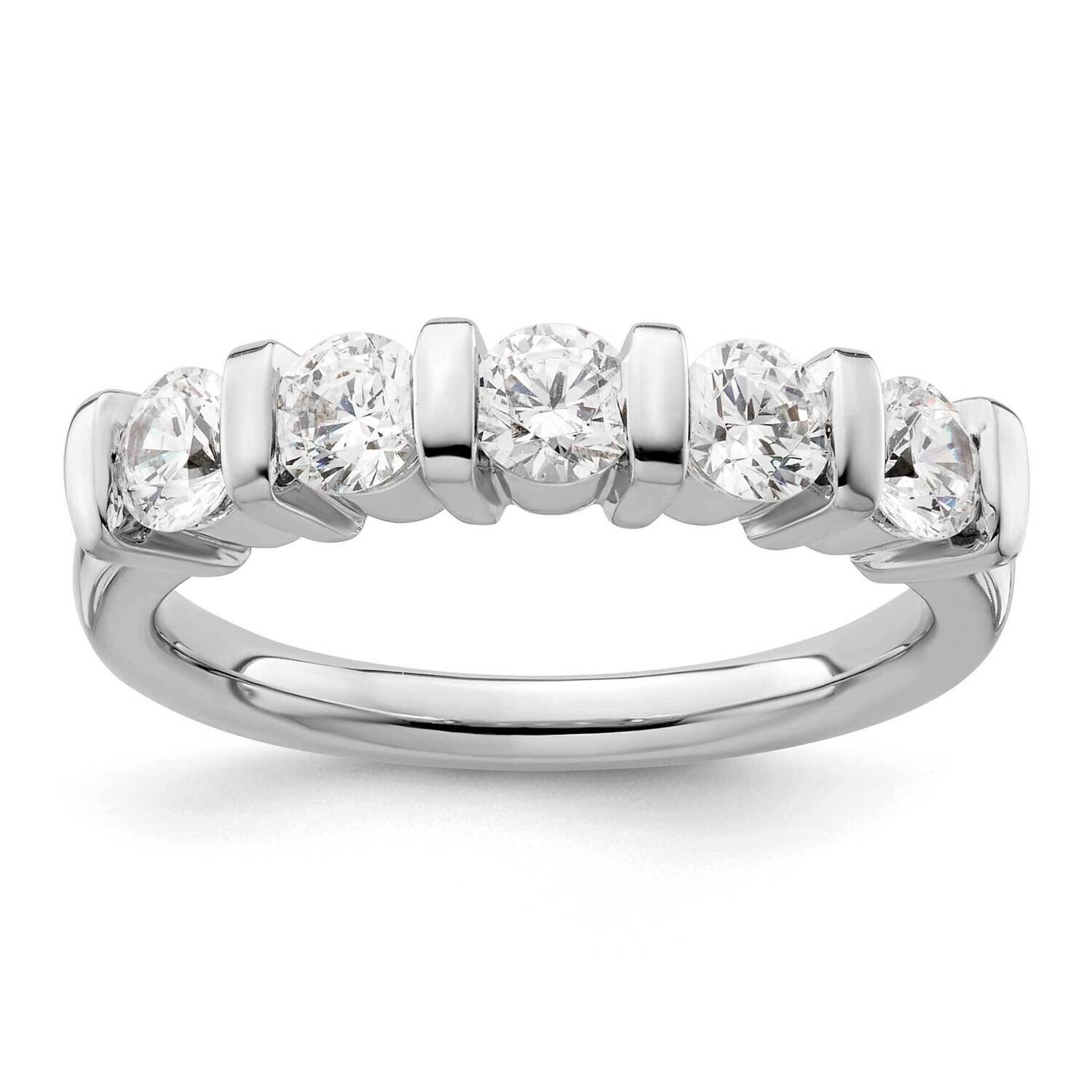 5-Stone Half-Bezel Holds 5-3.8mm Round Diamond Band Ring Mounting 14k White Gold RM3183B-110-WAA