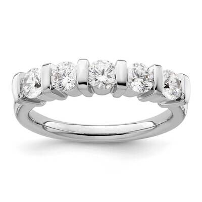 5-Stone Half-Bezel Holds 5-3.8mm Round Diamond Band Ring Mounting 14k White Gold RM3183B-110-WAA, M…