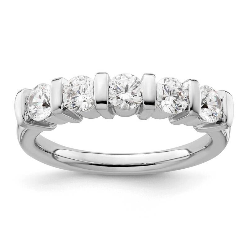 5-Stone Half-Bezel Holds 5-3.8mm Round Diamond Band Ring Mounting 14k White Gold RM3183B-110-WAA, M…