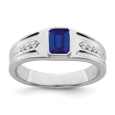 Sapphire Diamond Mens Ring 14k White Gold RM7306-SA-010-WA, MPN: RM7306-SA-010-WA, 196904130285