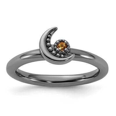 Stackable Expressions Black Rhodium Citrine Moon Ring Sterling Silver QSK2269, MPN: QSK2269, 883957…