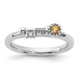 Stackable Expressions Rhodium-Plated Citrine White Topaz Key Ring Sterling Silver QSK2267, MPN: QSK…