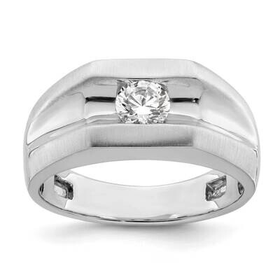 Polished Holds 1/2 Carat 5.0mm Round Men&#39;s Ring Mounting 14k White Gold RM8881B-050-W, MPN: RM8881B…