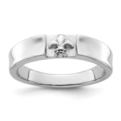 Fleur-De-Lis BRing Sterling Silver Rhodium-Plated QR7504, MPN: QR7504,