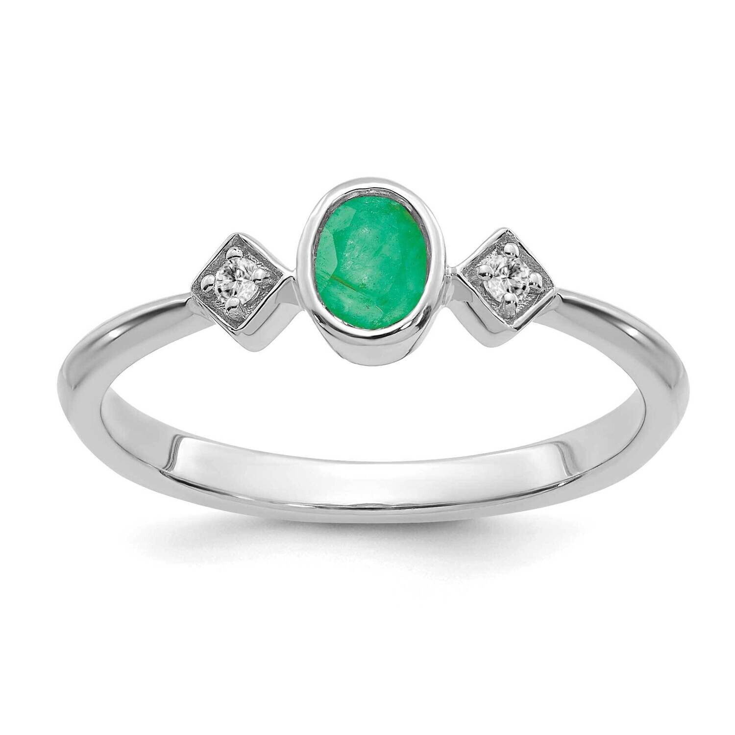 Oval Bezel Emerald Diamond Ring 14k White Gold RM7235-EM-004-WA, MPN: RM7235-EM-004-WA, 191101825347