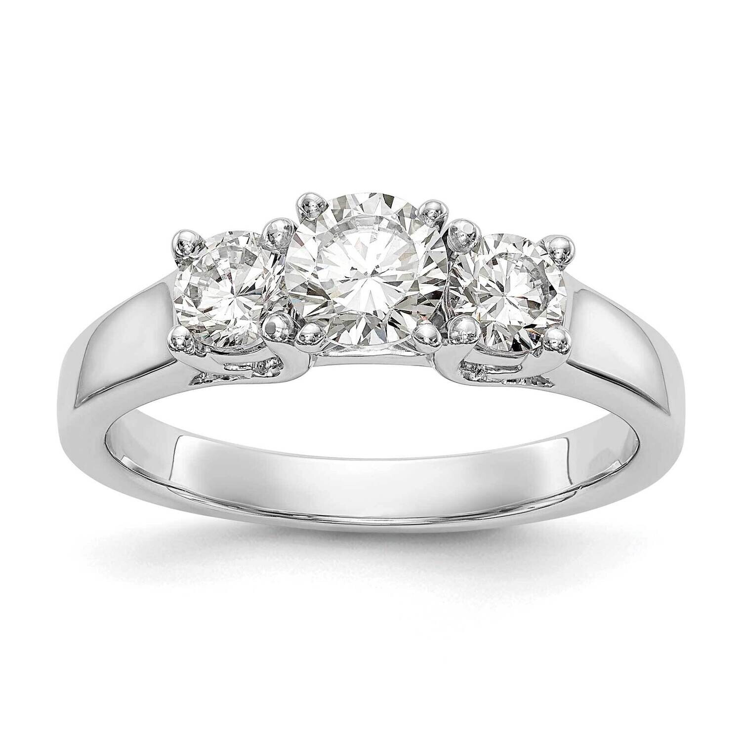 18K White Gold 3-Stone Diamond Peg Set Engagement Ring Mounting RM3019E-P_050-WAA