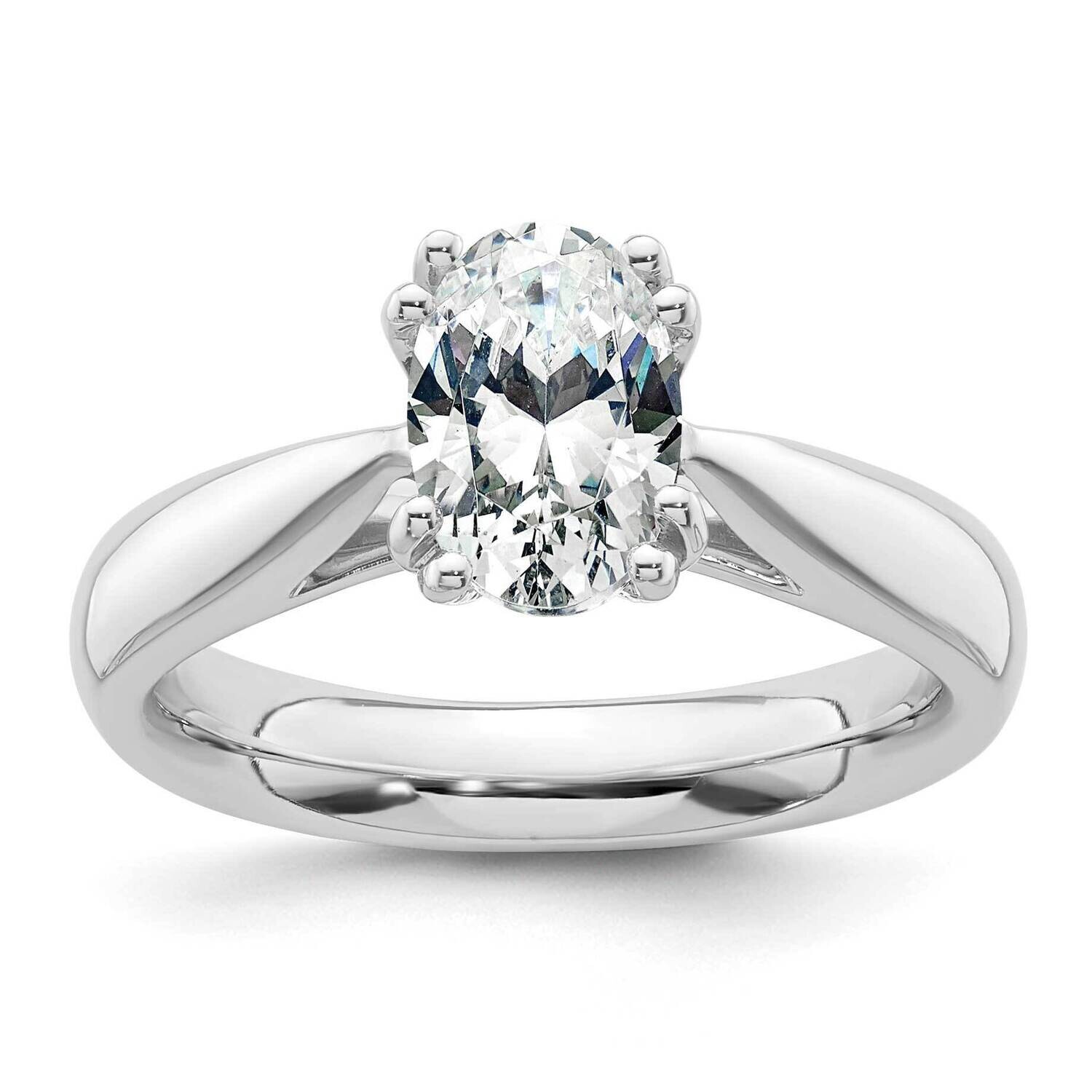 2 Carat 8.5X6.5mm 4-Prong Oval Solitaire Engagement Ring Mounting 14k White Gold RM1965E-200-CWAA