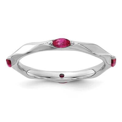 Stackable Expressions Rhodium-Plated Created Ruby Ring Sterling Silver QSK2234, MPN: QSK2234, 88395…