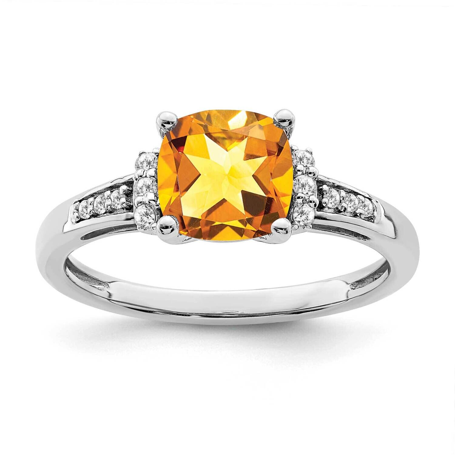 Cushion Citrine Diamond Ring 14k White Gold RM6031-CI-009-WA, MPN: RM6031-CI-009-WA, 191101814303