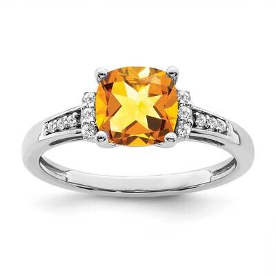 Cushion Citrine Diamond Ring 14k White Gold RM6031-CI-009-WA, MPN: RM6031-CI-009-WA, 191101814303