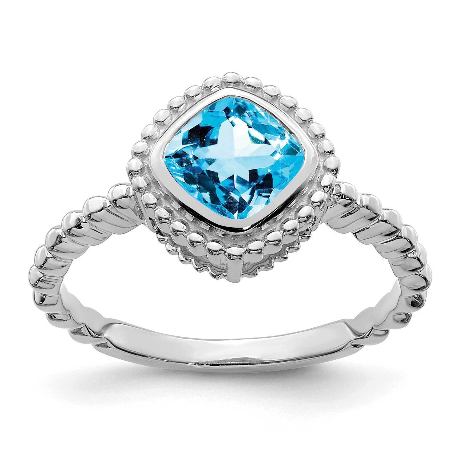 Cushion Blue Topaz Ring 10k White Gold RM7201-BT-1W, MPN: RM7201-BT-1W, 191101822766