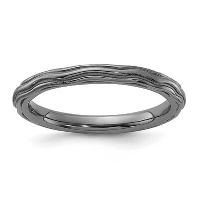 Stackable Expressions Black Rhodium Wave Design Ring Sterling Silver QSK2223, MPN: QSK2223,
