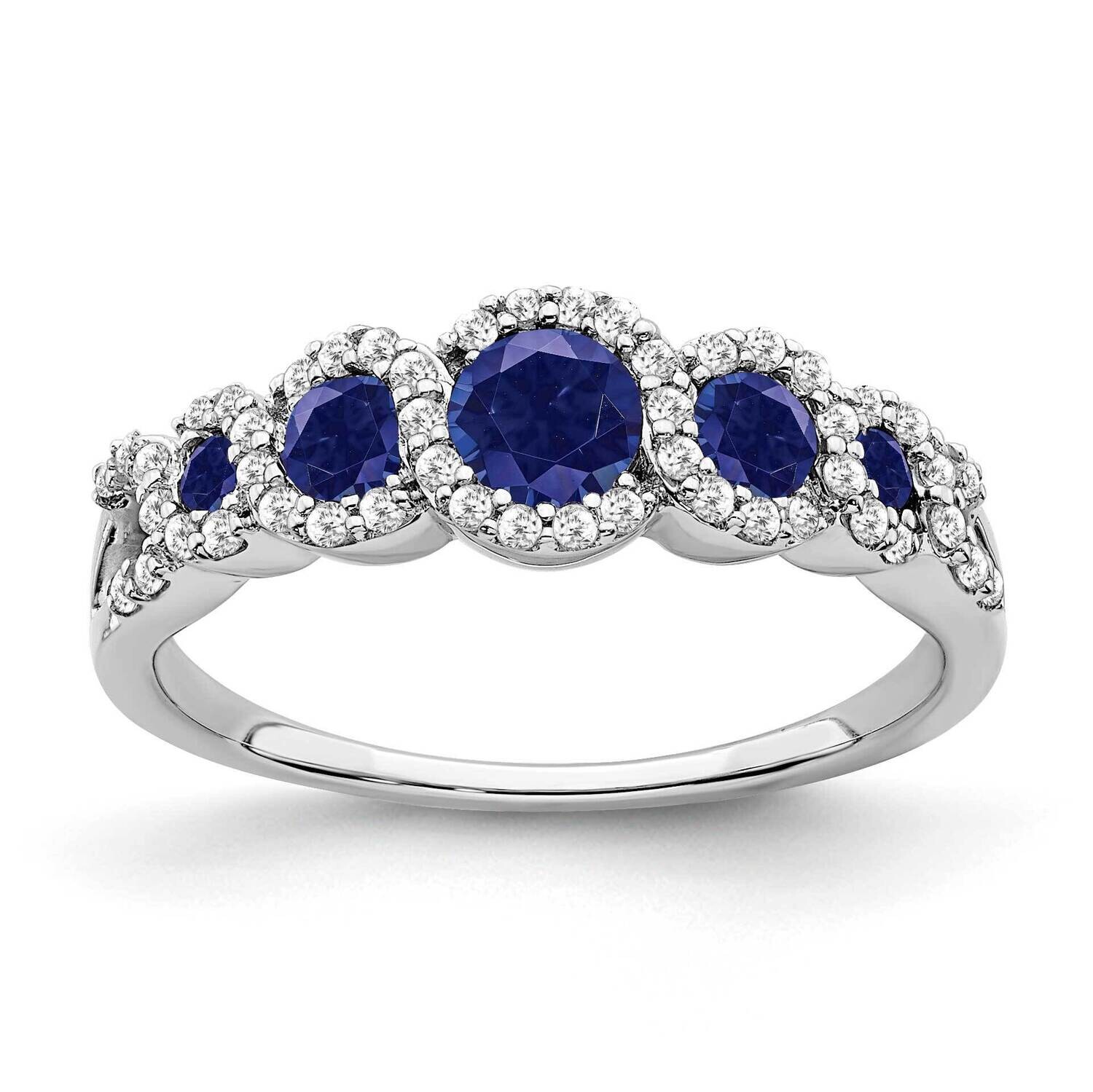 Created Sapphire Diamond Ring 14k White Gold RM7115-SA-025-WA, MPN: RM7115-SA-025-WA, 191101816048