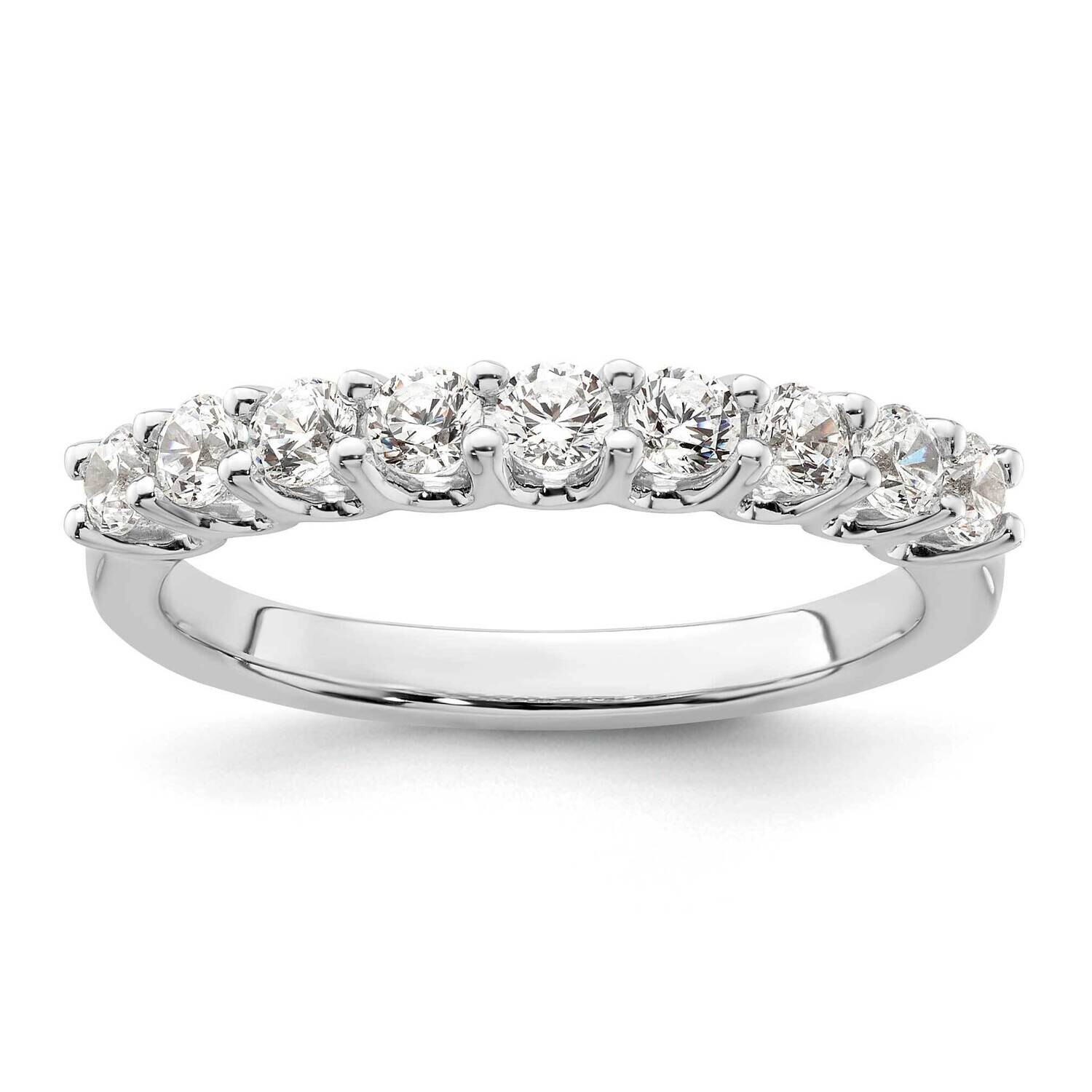 9-Stone Shared Prong Holds 9-2.6mm Round Diamond Band Ring Mounting 14k White Gold RM3190B-063-WAA