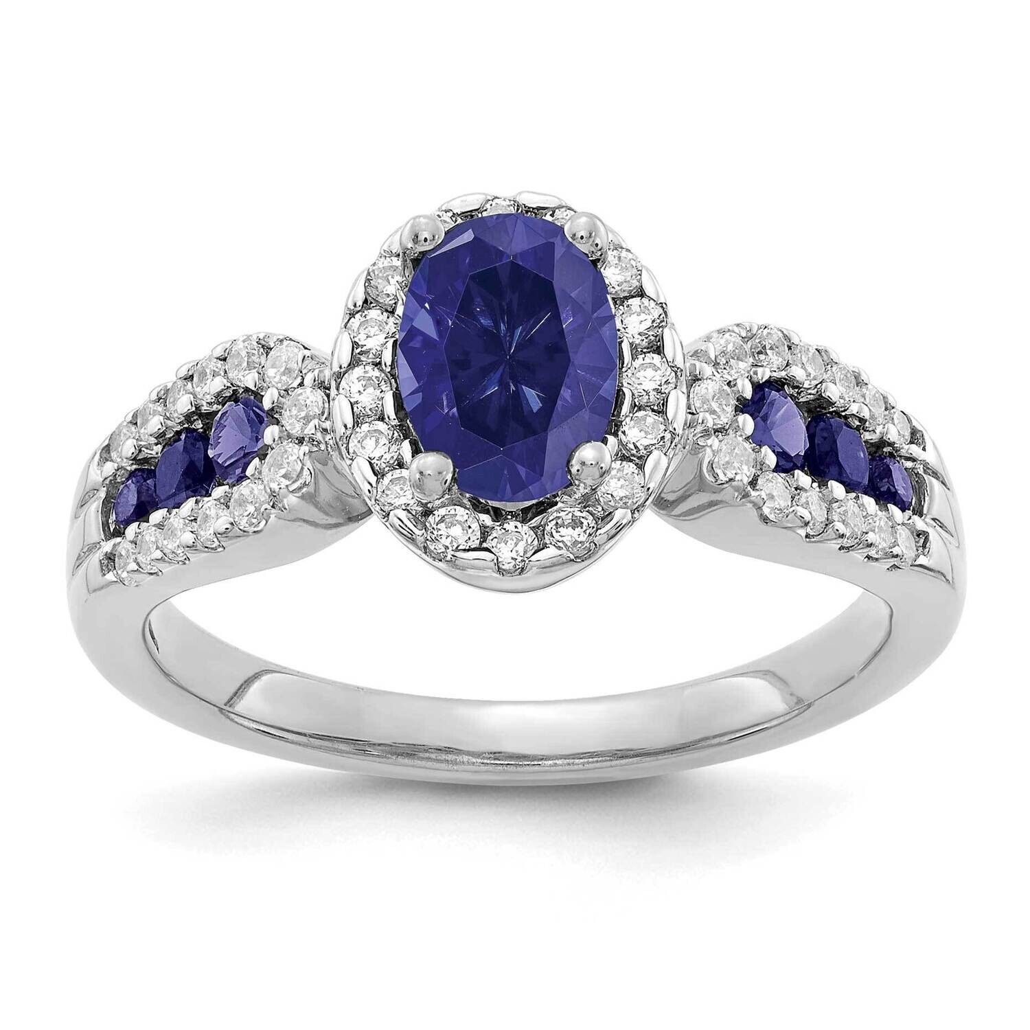 Diamond Oval Created Sapphire Ring 14k White Gold RM5745-CSA-033-WAA, MPN: RM5745-CSA-033-WAA, 8839…