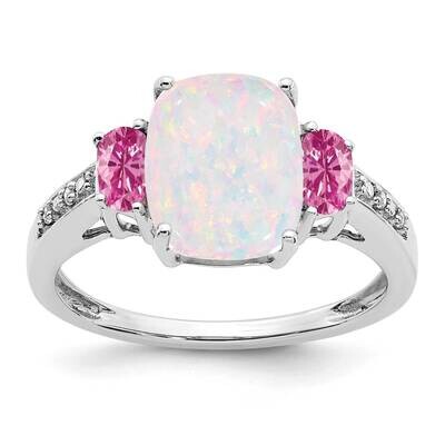 Created Opal/Created Pink Sapphire/Diamond Ring 14k White Gold RM7258-OP-002-WA, MPN: RM7258-OP-002…