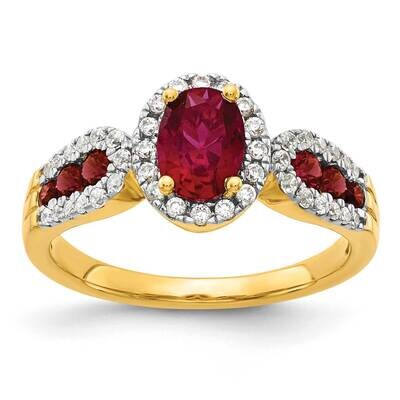 Diamond Oval Created Ruby Ring 14k Gold RM5745-CRU-033-YAA, MPN: RM5745-CRU-033-YAA, 883957902401
