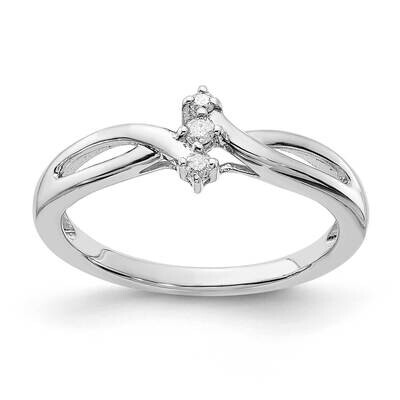 Twisted 3 Stone Diamond Ring Sterling Silver Polished RLD3124-SSBB, MPN: RLD3124-SSBB,