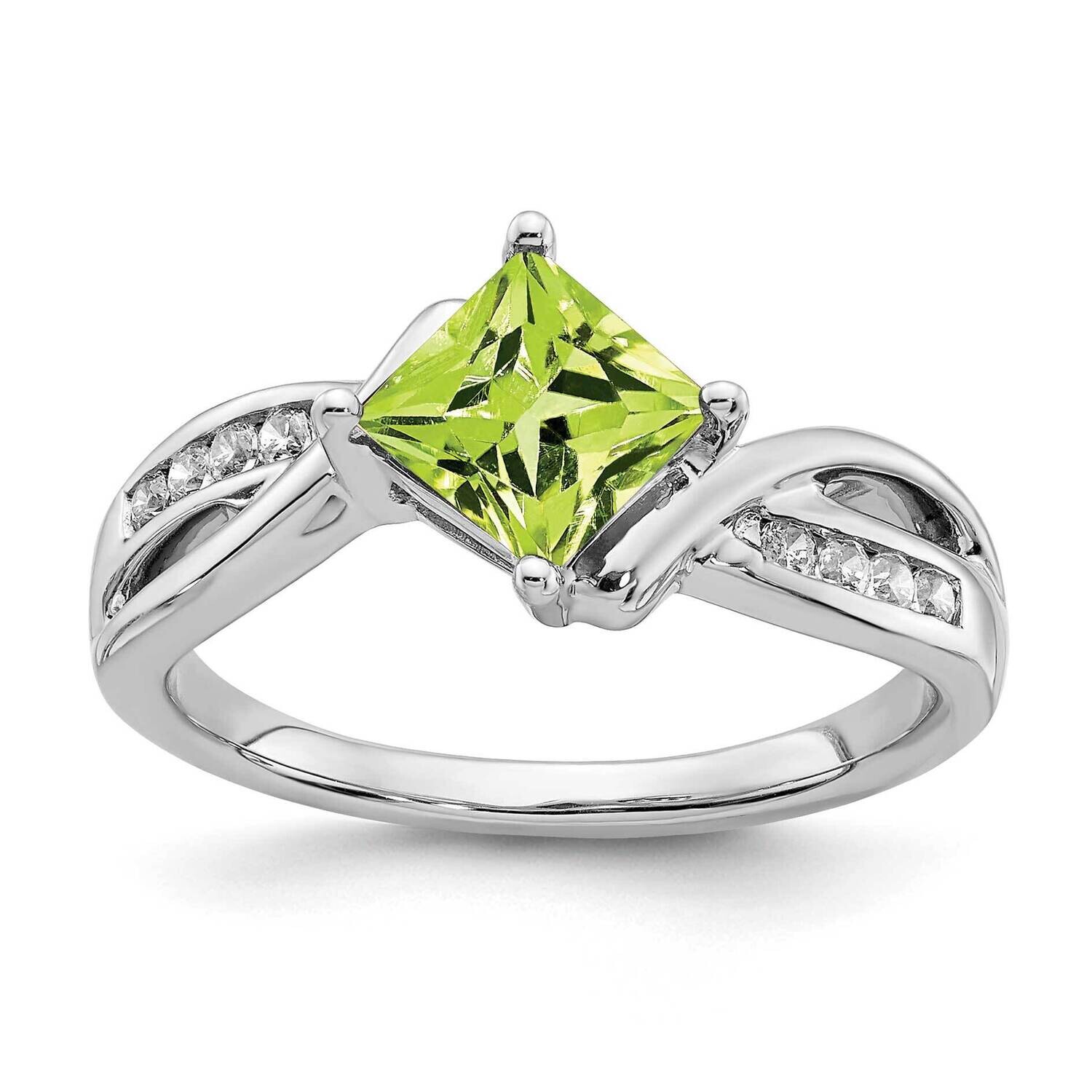 Square Peridot Diamond Ring 14k White Gold RM7166-PE-012-WA, MPN: RM7166-PE-012-WA, 191101821561