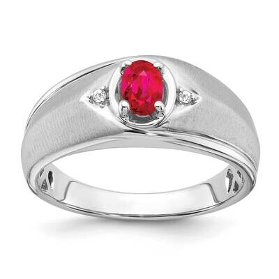 Oval Ruby Diamond Mens Ring 14k White Gold RM7475-RU-002-WA, MPN: RM7475-RU-002-WA, 196904130377
