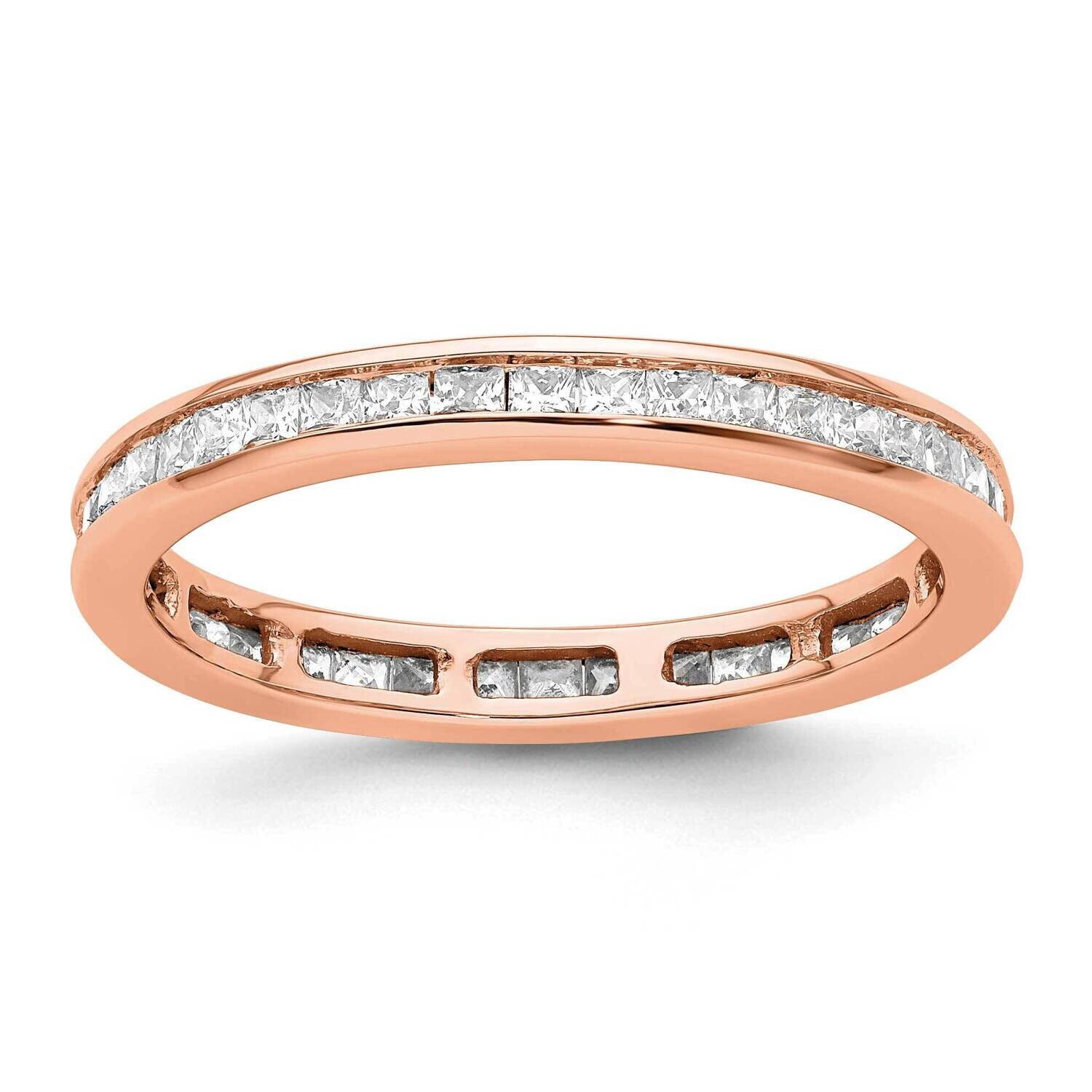 Polished Channel-Set 1 Carat Princess Diamond Complete Eternity Band 14k Rose Gold ET0010-100-8R4, …
