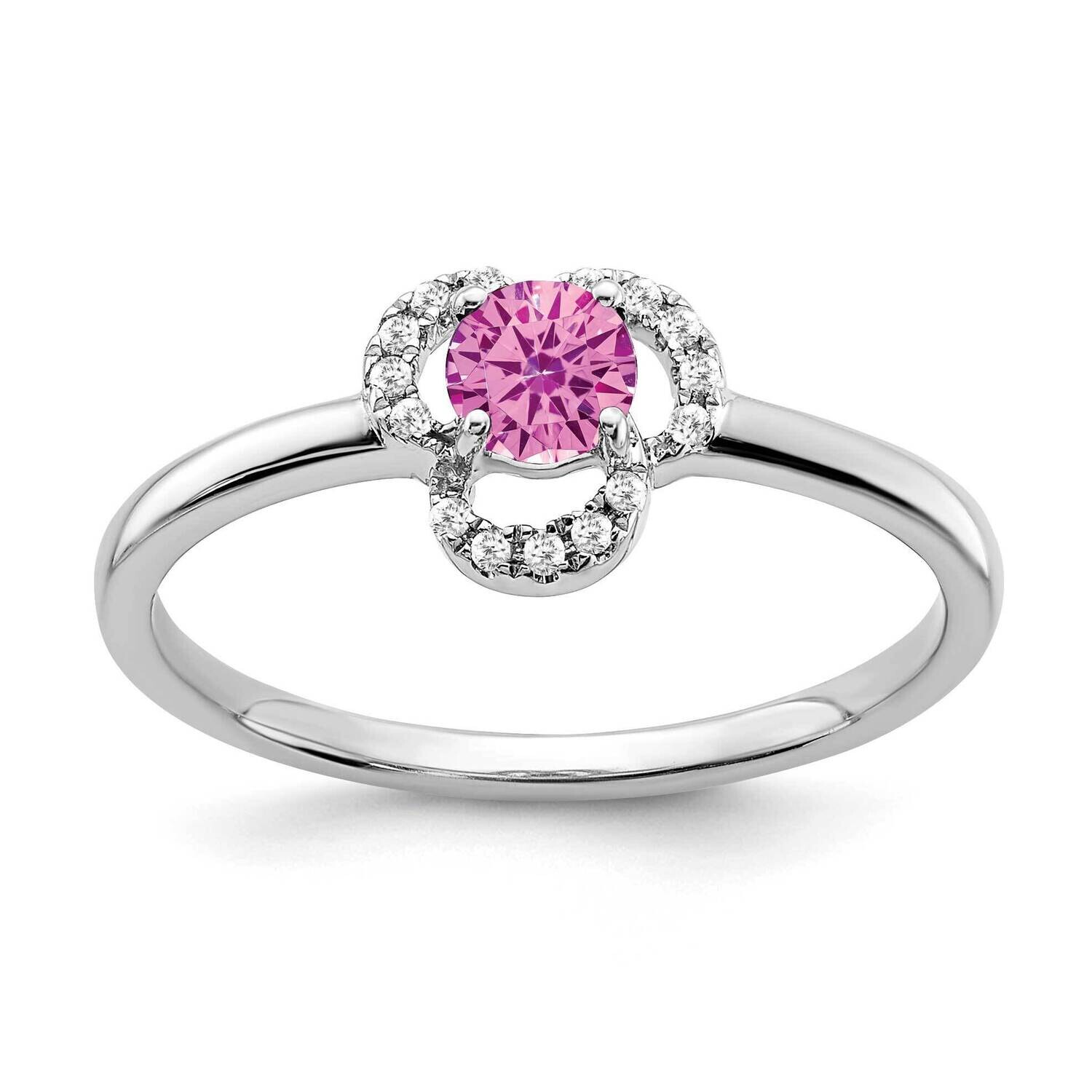 Created Pink Sapphire Diamond Ring 10k White Gold RM3578-CPS-006-1WA