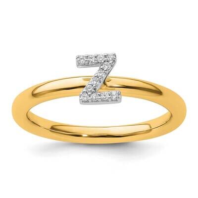 Stackable Diamond Initial Z Ring 14k Gold SK2112ZY, MPN: SK2112ZY,
