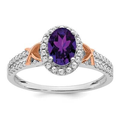 Rg Accent Amethyst Diamond Halo Ring 14k White Gold RM5957-AM-025-WA, MPN: RM5957-AM-025-WA, 886774…