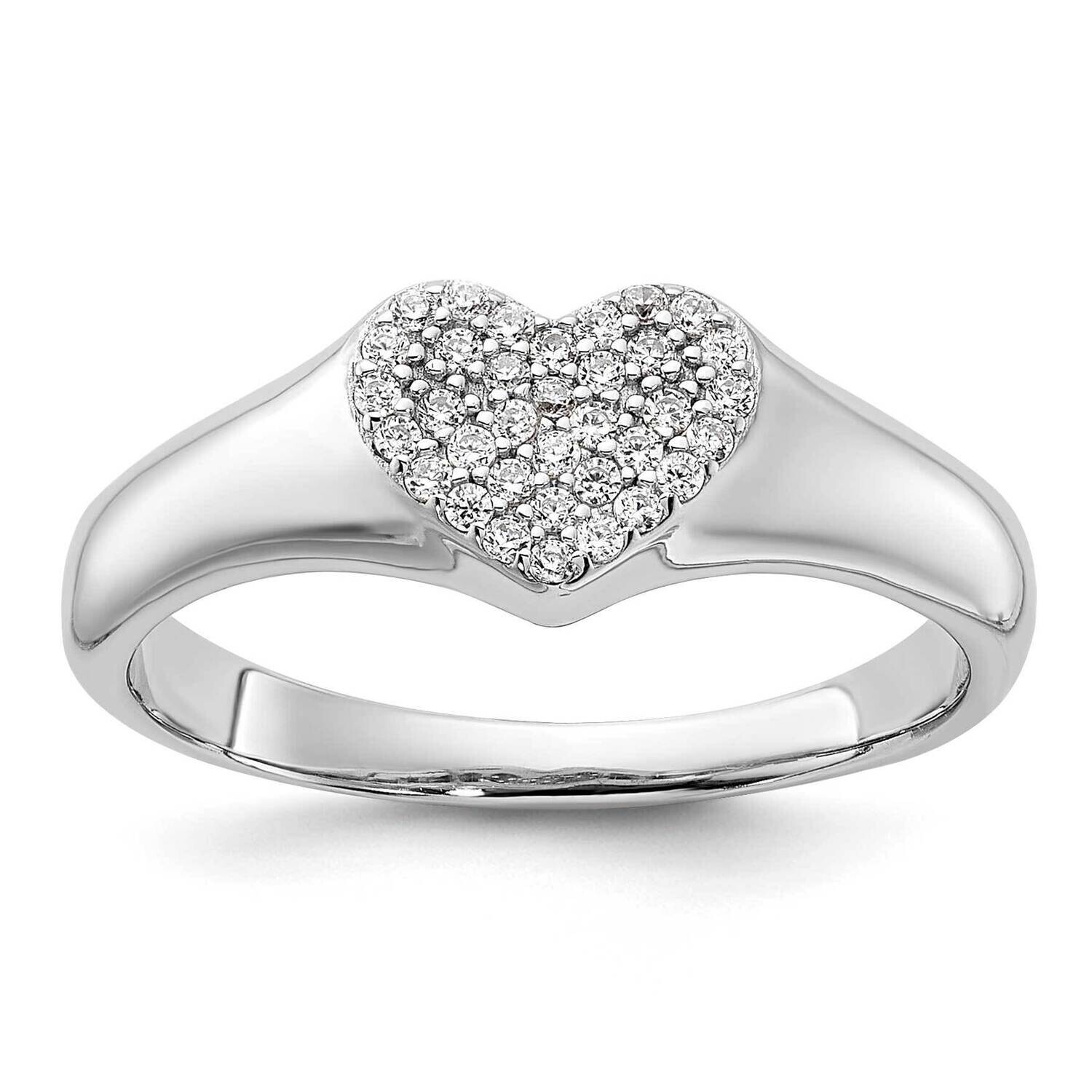 Micro Pave CZ Heart Ring Sterling Silver Rhodium-Plated QR7476, MPN: QR7476,