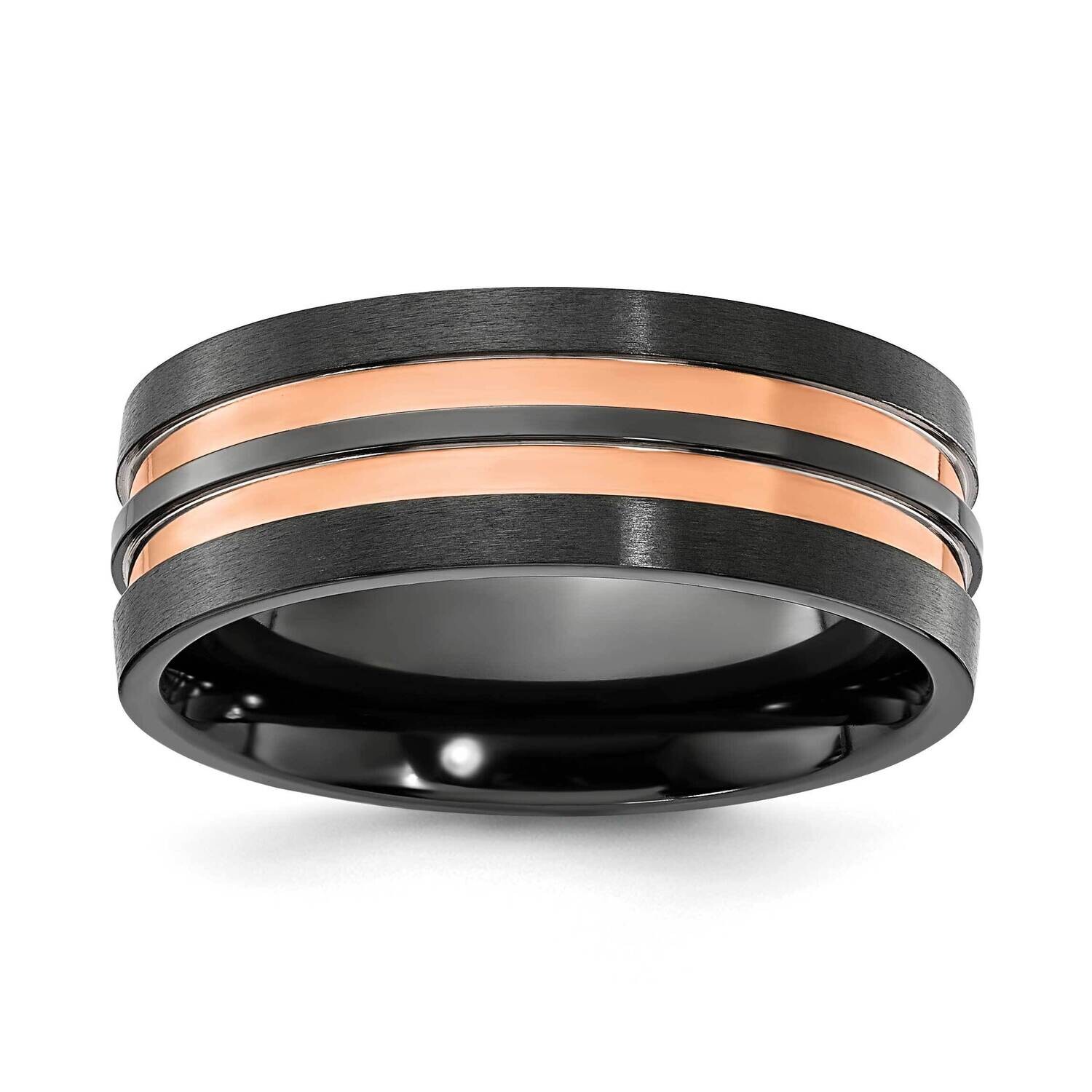 Chisel Black Zirconium Brushed Polished Rose Ip-Plated 8.00mm Band ZCR118 by Men&#39;s Jewelry and Acce…