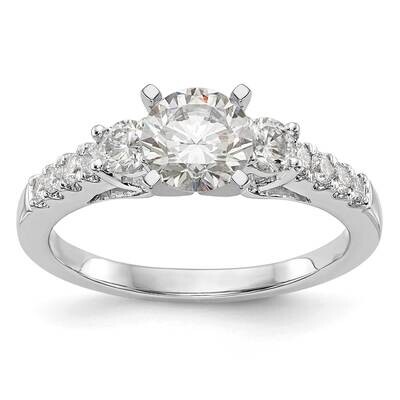3-Stone Plus Peg Set Center Holds 2-3.4mm Round Sides Engagement Ring Mounting 14k White Gold RM304…