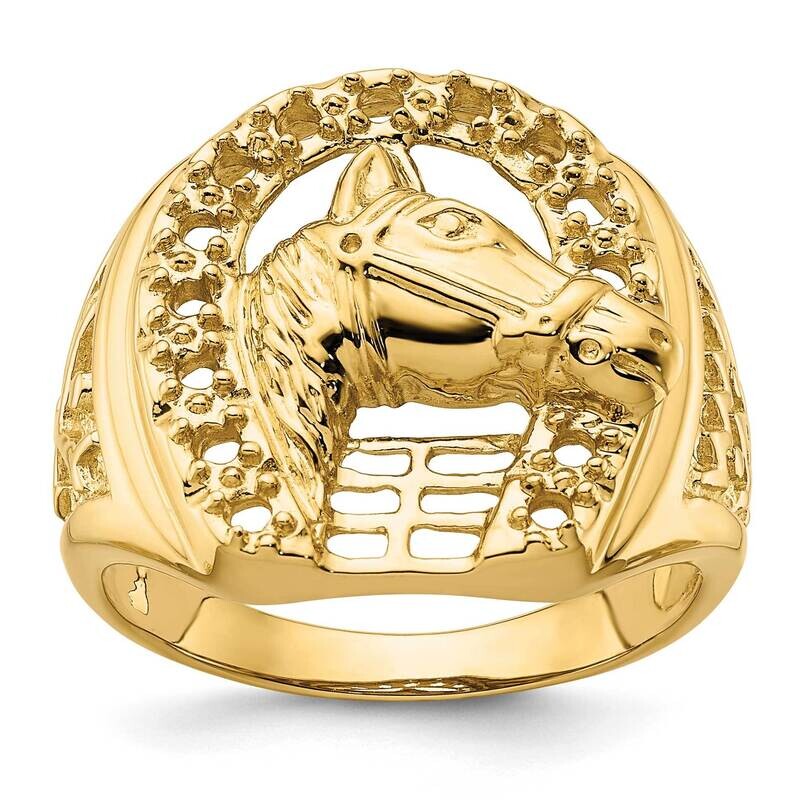 Horseshoe Horse In Center Mens Ring Mounting 14k Gold RM5837-050-Y