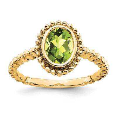 Oval Peridot Ring 10k Gold RM7202-PE-1Y, MPN: RM7202-PE-1Y, 191101823756