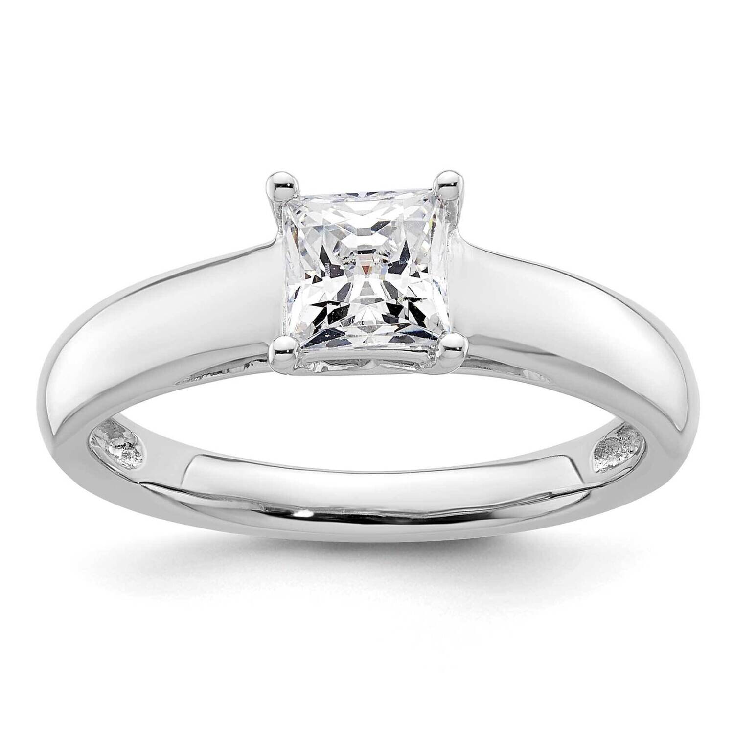 3/4 Carat 5.00mm 4-Prong Square Princess Solitaire Engagement Ring Mounting 14k White Gold RM1958E-…