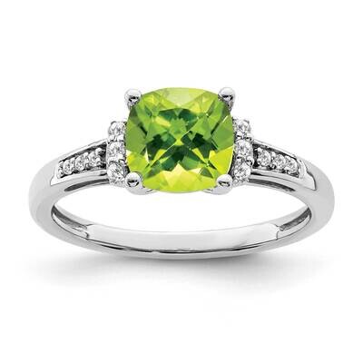 Cushion Peridot Diamond Ring 14k White Gold RM6031-PE-009-WA, MPN: RM6031-PE-009-WA, 191101814365
