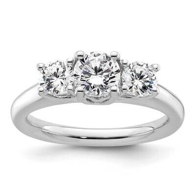 3-Stone Holds 3/4 Carat 5.80mm Round Center 2-4.6mm Round Sides Engagement Ring Mounting 14k White …