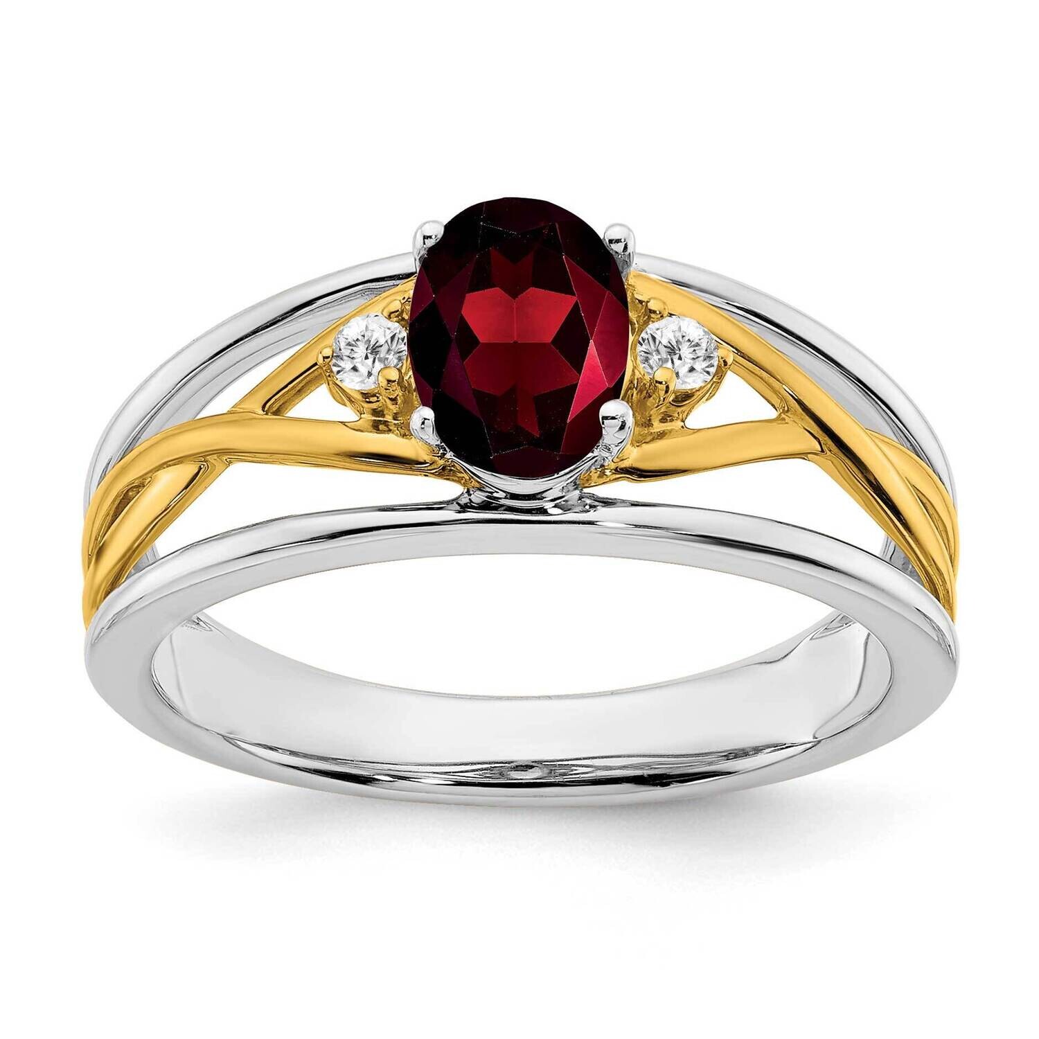 Garnet Diamond Ring 14k Two-Tone Gold RM5959-GA-006-WYA, MPN: RM5959-GA-006-WYA, 886774557199