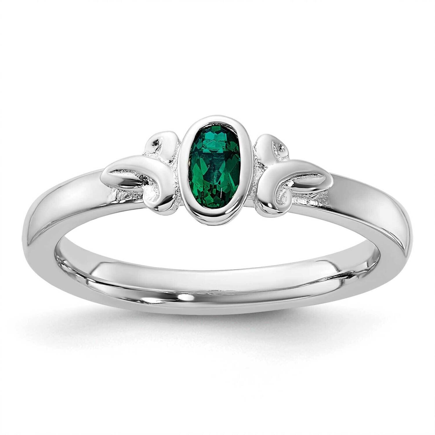Stackable Expressions Created Emerald Ring Sterling Silver QSK1288, MPN: QSK1288,