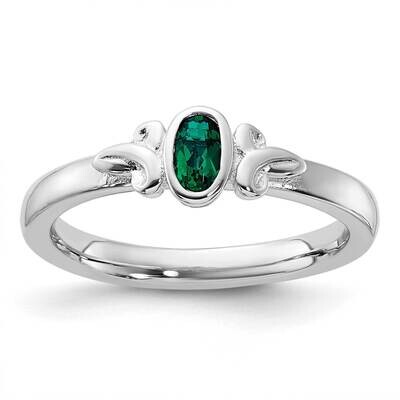 Stackable Expressions Created Emerald Ring Sterling Silver QSK1288, MPN: QSK1288,